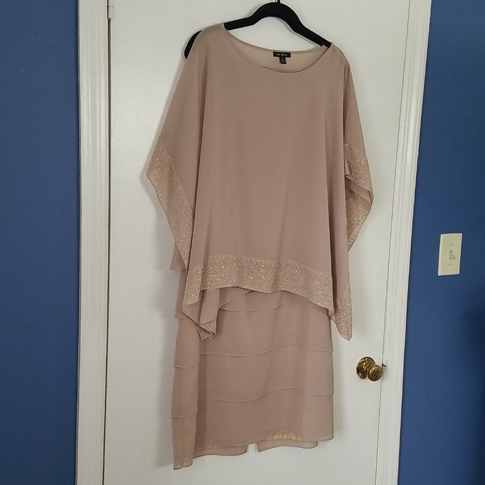 Beautiful Beige 2 Piece Cape and Dress